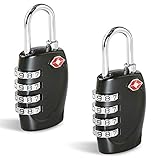 TSA Luggage Locks CFMOUR 4-Dial Padlocks for Travel Suitcase Case 2 Pack - Black
