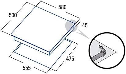 GI 6031 Table de Cuisson à Gaz 4 Brûleurs Émaillés Allumage Électronique Intégré à la Commande Soupapes de Sécurité Préparée Pour le Gaz Naturel Puissance de 8kW 58 cm