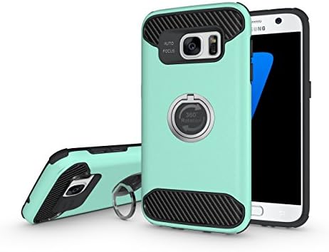 For Samsung Galaxy S7 Case ,ZMKH Samsung Galaxy S7 Case ,Samsung Galaxy S7 Cover,With Shock-Absorption Drop-Protection Hard PC Shell &amp; Soft Silicone Inner &amp; 360 Rotating Ring Grip Holder Stand( Mint )