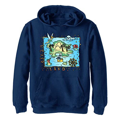 Disney Tinkerbell-Never Land Coast Hoodie Felpa con, Blu Navy, 12/12 Bambini e Ragazzi
