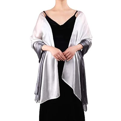 Boao Women Satin Scarves Long Shawl Wrap Light Soft Sheer Scarf for Wedding Party Everyday Accessory (Grey Gradient) Boao Women Satin Scarves Long Shawl Wrap Light Soft Sheer Scarf for Wedding Party Everyday Accessory (Grey Gradient)