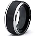 9MM Black Two Tone Tungsten Carbide Men's Brushed Wedding Band Ring, Comfort Fit Sizes 8 to 13