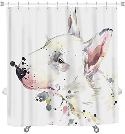 Gear New Shower Curtain, Image Of Bull Terrier Dog Tshirt Graphics Dog With Splash Watercolor D Unusual, GN17266