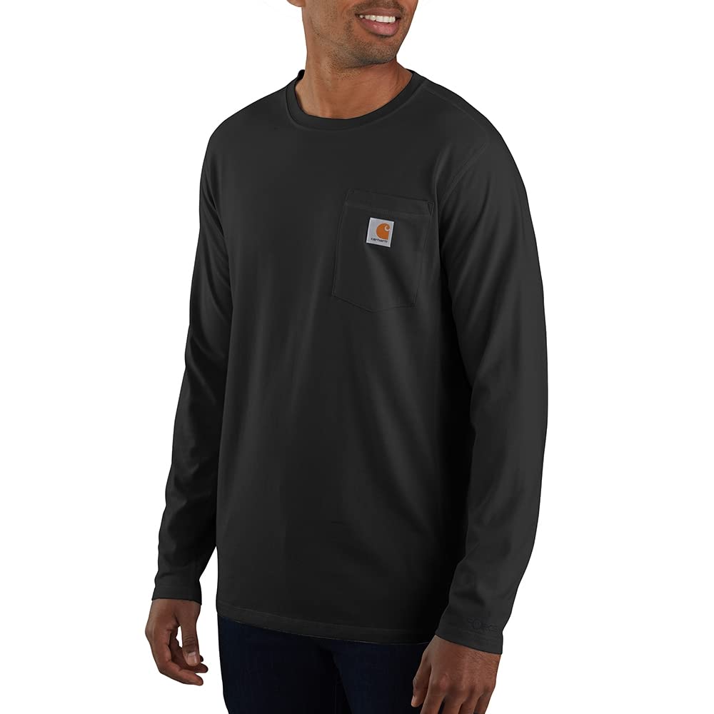 Photo 1 of Carhartt Mens T-Shirt (Big & Tall) Force Relaxed Fit Midweight Long Sleeve Pocket T Shirt, Black, 3X-Large Big Tall US