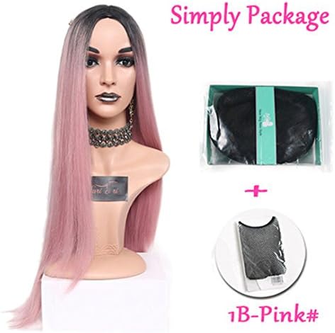 Long Straight Ombre Pink Heat Resistant Synthetic Two Tone Wigs For Women 30 Inch