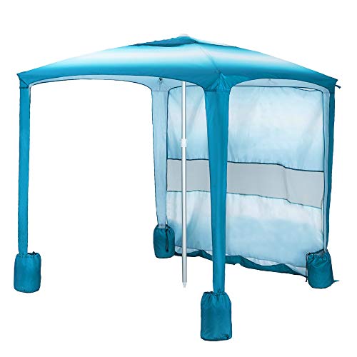 🥇 AMMSUN 5.5′ × 5.5′ Portable Beach Umbrella Canopy Cabana with Sand Pockets Easy Set up and