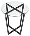 Mango Steam Round Metro Glass End Table/Side Table/for Living Room & Dining Room - Clear Top/Black Base