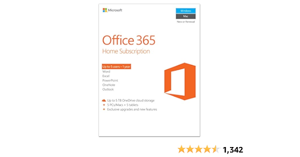 Microsoft Office 365 Home 1 Year Subscription 5 Users Pc Mac Key Card Amazon Sg