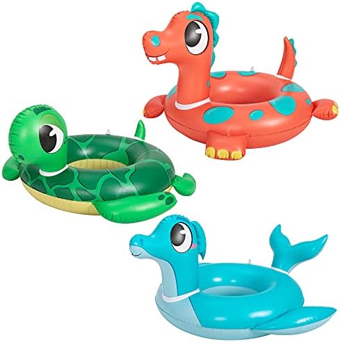 JOYIN 24″ 3 Pack Inflatable Pool Tubes Pool Floats, Dinosaur & Sea ...