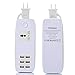 6 USB Power Strip, Portable Travel Charger with Switch, 1 Universal Outlet 5FT Power Supply Cord with Category A Plug 6 USB 2.1AMP 1AMP 21W Output Support 4 Devices Simultaneously (White)