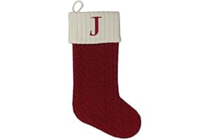 Al Faro Home St. Nicholas Square 21 Inch Cable Knit Monogram Christmas Stocking (Embroidered J)