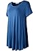 LARACE Women Short Sleeves Flare Tunic Tops for Leggings Flowy Shirt (L, Steel Blue)