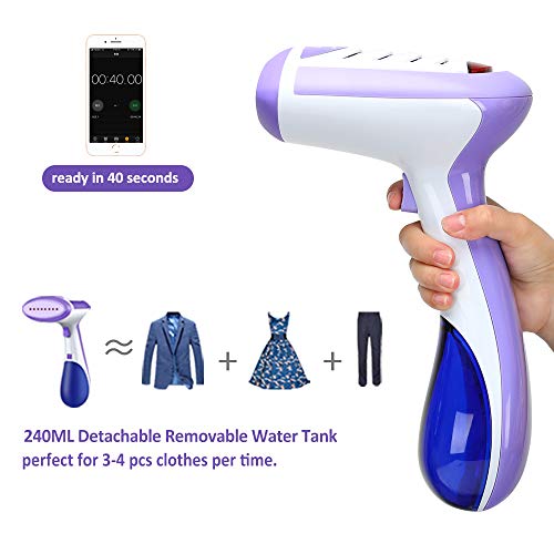 Winjoy Portable Steamers for Clothes, Handheld Mini Garment Steamer for Travel and Home, 240ml High Capacity Water Tank Fast Heat-up Auto-Off Anti-Leakage Fabric Steamer- 2019 Upgraded