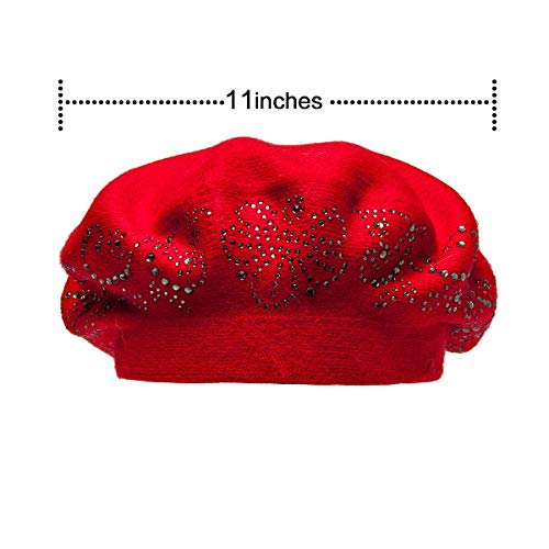 Red barrette hat french beret hats for women ladies dress soft display picture 2