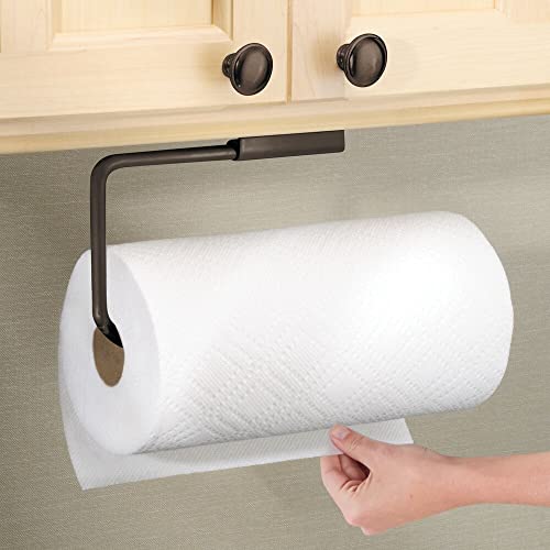 mDesign Metal Wall Mount Paper Towel Holder & Dispenser, Mounts to