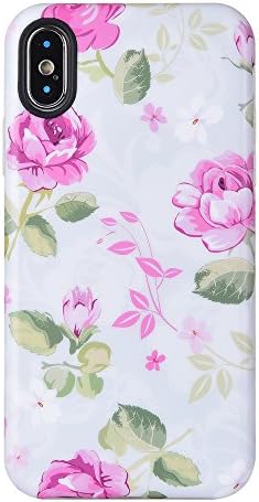 iPhone X Case, KIMICO Girls Floral Series design[Shock proof][Supports Wireless Charging][Slim Fit][Anti-Scratch/Anti-fingerprints] Thin Flexible TPU Gel Protective Cover (Artsy Rose X)
