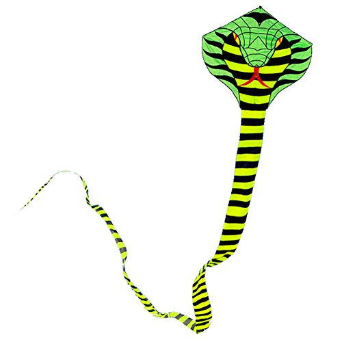 Besra 16m Large Cobra Snake kite 52ft Colorful Rattlesnake Kite with 15m Long Tails Outdoor Fun Sports with Flying Tools (Green)