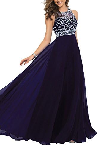 Artie Gorgeous A-line Floor Length Chiffon Prom Dresses Evening Dresses, 4, Navy