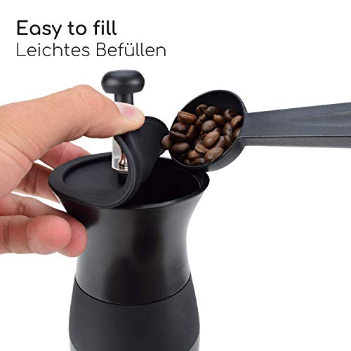 Milu Manuelle Kaffeemühle, Handkaffeemühle mit Keramikmahlwerk, Espressomühle mit verstellbaren Mahlgrad (Plastik… – Bild 3