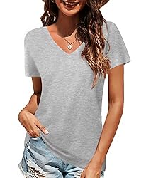 Elesomo Womens Tshirts Short Sleeve V Neck Tee Tops
