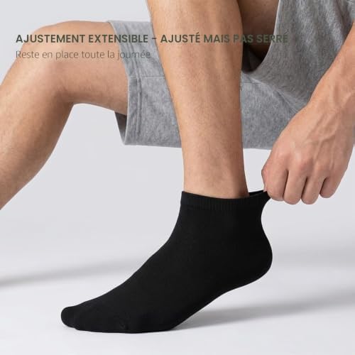 10 Paires Chaussettes Basses Homme Femme - Coton Socquettes Peigné