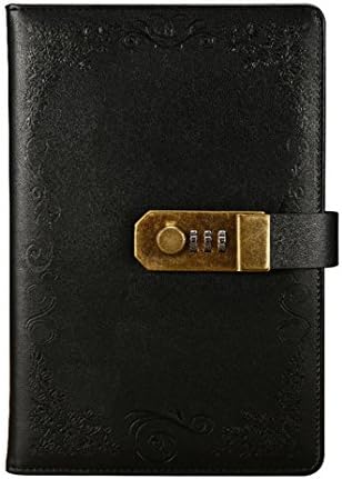 NectaRoy Notebook with Lock, Vintage PU Leather Diary Journal Writing Planner Organizer, Daily Notepad Personal Sketchbook with Combination Lock, Size 219 * 147mm