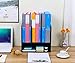 PAG Office Supplies Desk Organizer Wood Magazine File Holder Mail Sorter for Desktop, 3 Vertical and 1 Horizontal, Black