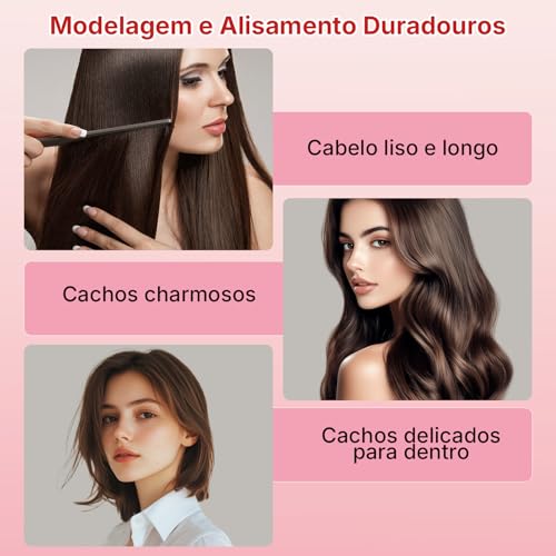 QBuen Chapinha profissional a vapor infravermelho, Ahapinha bivolt, Chapinha ceramica, Aquecimento rápido em 20 segundos, 13 configurações de temperatura