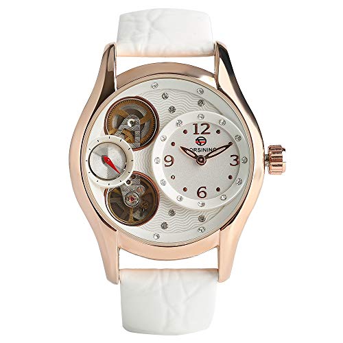 Luxury Women Mechanical Watch, Tourbillon Self Wind Watch Genuine Leather, Mechanical Watches for Ladies