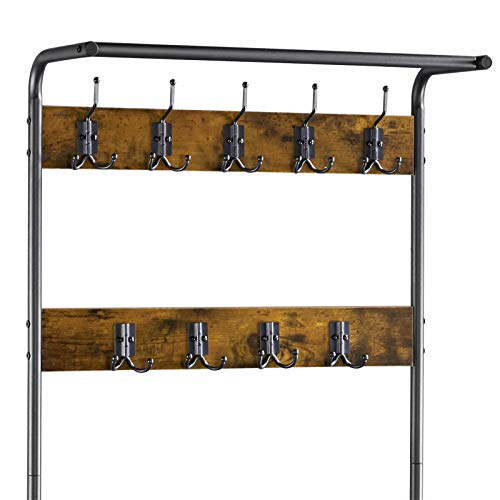 Yaheetech 3in1 Hall Tree Coat Rack Shoe Bench with 23 Hooks, Entryway