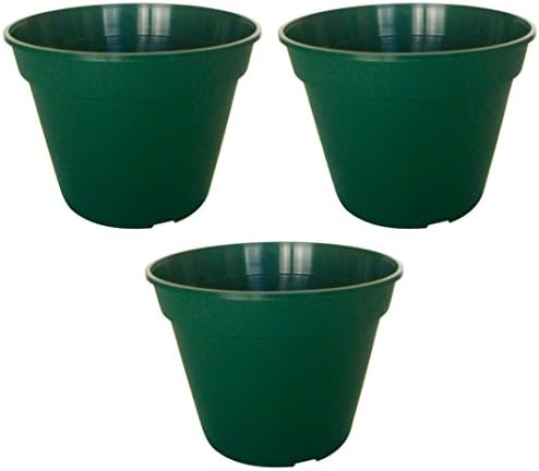 Premium High Density Plastic Planter of 7.5" Diameter Set of 3 Units (Dark Green Color)