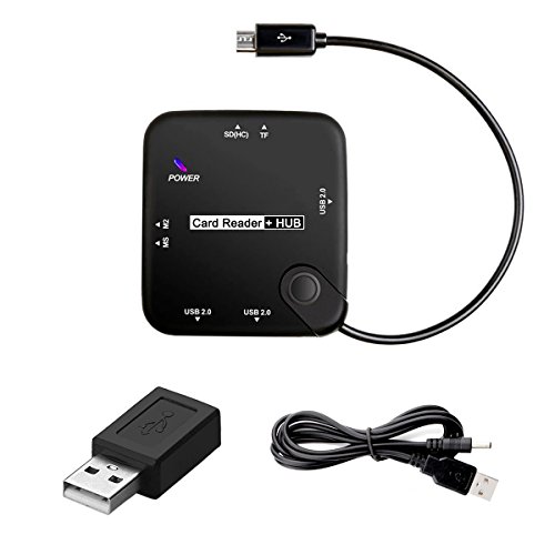 OTG Hub & Card Reader - PerryLee 7 in 1 Micro USB 2.0 SD(HC) TF M2 MS Card Reader OTG Adapter Hub for USB On-The-Go Compatible Devices, Smartphones and Tablets PC