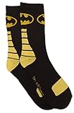 DC Comics Batman Athletic Crew Socks, Black/Gold, men's shoe size 6-12