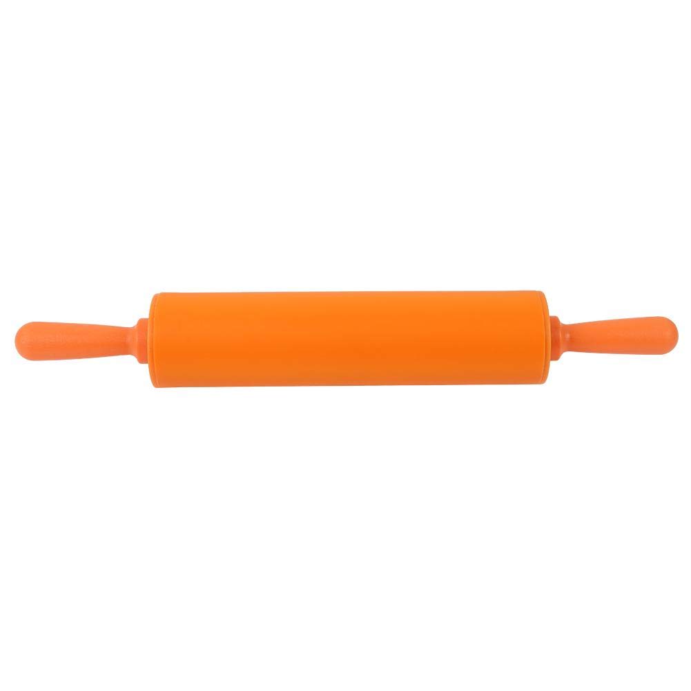 Rolling Pin - Colorful Silicone Rolling Pin Restaurant Homemade Bread Cookie Dough Rolling Tool(Orange)