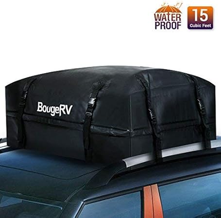 Amazon Bougerv ルーフボックス ルーフキャリアバッグ ルーフバッグ カーゴバッグルーフ ルーフトップカーゴバッグ ルーフラック 防水 425l大容量 折りたたみ 取り付け簡単 970x970x460mm 折りたたみ キャンピングカー デリカd5 Ja11に適応 車 バイク 車 バイク