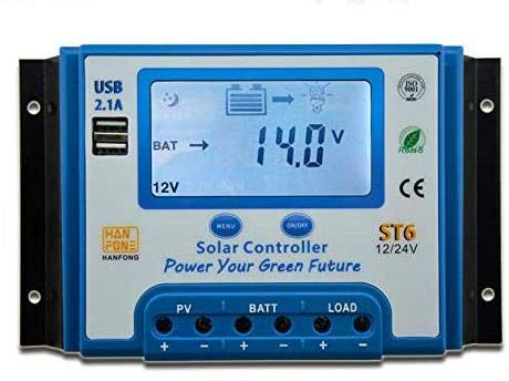 EPEVER Solar Controller 12V/24V Automatic Switching PWM ，Solar Panel Charger Regulator Multi Circuit Protection Off Grid System (ST6-50A)