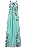Wicky LS Women's Floral Printed Summer Chiffon Dress Plus Size Beach Sundress