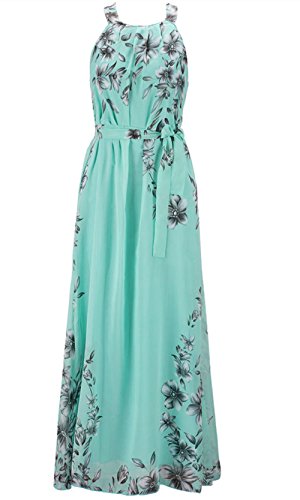 Wicky LS Women's Floral Printed Summer Chiffon Dress Plus Size Beach Sundress