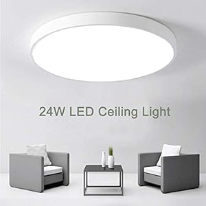 LED-plafondlamp 24W, Kimjo Ronde Badkamerlamp, Koud wit 6500K 2160LM IP44 waterdicht, Ø 23cm, Inbouw Plafondlamp Voor…