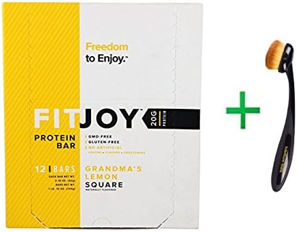 FITJOY, Protein Bar, Grandma's Lemon Square, 12 Bars, 2.18 oz (62 g) Each+ Bdellium Tools, Studio Series, Face 950, Oval Multi-Purpose, 1 Brush