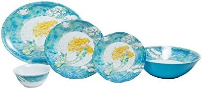 Galleyware Mermaid 20-Piece Melamine Dinnerware Set, Service for 6 with Serving Bowl and Platter