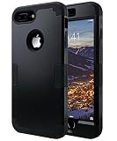 ULAK iPhone 7 Plus Case, Heavy Duty 3 in 1 Hybrid Hard PC Back Cover with Shock Absorption Soft Rubber Bumper Anti-Scratch Rugged Protective Phone Case for iPhone 7 Plus 5.5 inch, Black