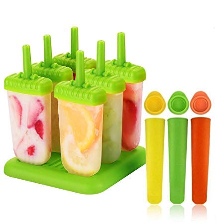 Nubstoer Set of 9 Silicone Ice Lolly Moulds Ice Pop Mould BPA Free Popsicle Tray DIY Ice Cream Tool with Leak Proof Caps