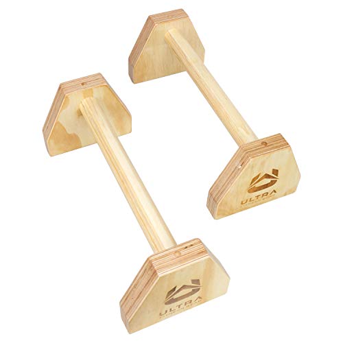 Ultra Fitness Gear 18 Inch Parallettes, Wooden Push Up Bar. Good for L Sits, Jump Throughs, Handstand Pushups and Calisthenics