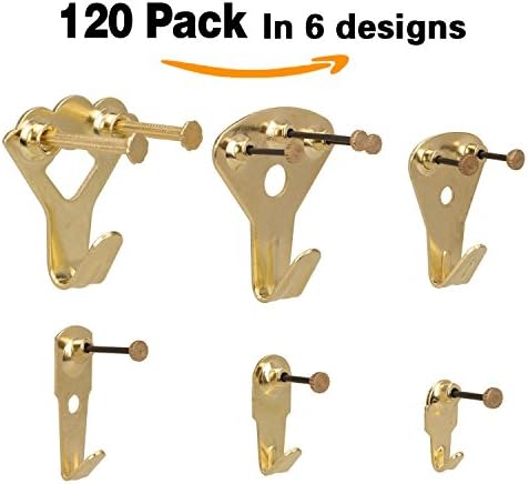 Picture Hangers,Lybmi 120 Pcs Picture Hooks Photo Frame Hanger Heavy Duty Picture Hanging Kit For Wall Mounting With Nails,Picture Wall Hangers Holds 10-100 lbs/ Reduce Damage To Walls