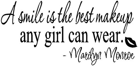 byyoursidedecal A Smile is The Best Makeup Any Girl can wear.Marilyn Monroe Vinyl Girl Wall Decal,Art Quotes Inspirational Sayings 10.6" high x 22.5" Wide