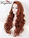 K'ryssma #350 Copper Red Lace Front Wig Glueless Auburn Long Wavy Synthetic Wigs for Women 24 inches Ginger Synthetic Wig Heat Resistant