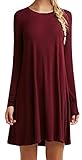 Uncinba Womens Autumn Winter Pure Color Long Sleeve Mini Dress