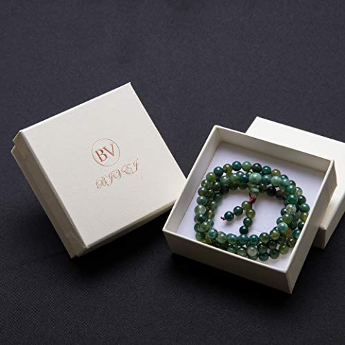 Mala Beads Bracelet,Bivei Moss Agate Gemstone Prayer Bead 108 Bracelet Meditation Necklace(A Grade Moss Agate) - Thumbnail 5