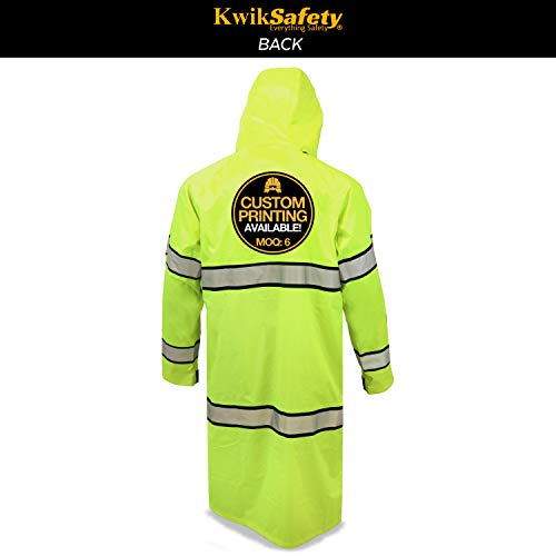 KwikSafety (Charlotte, NC) TORRENT Class 3 Safety Trench Coat High Visibility Waterproof
